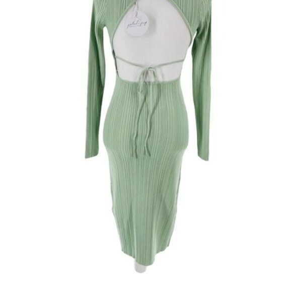 Petal & Pup NEW Milleri Knit Bodycon Open Back Dress in Sage Green Size 6 - Picture 8 of 11